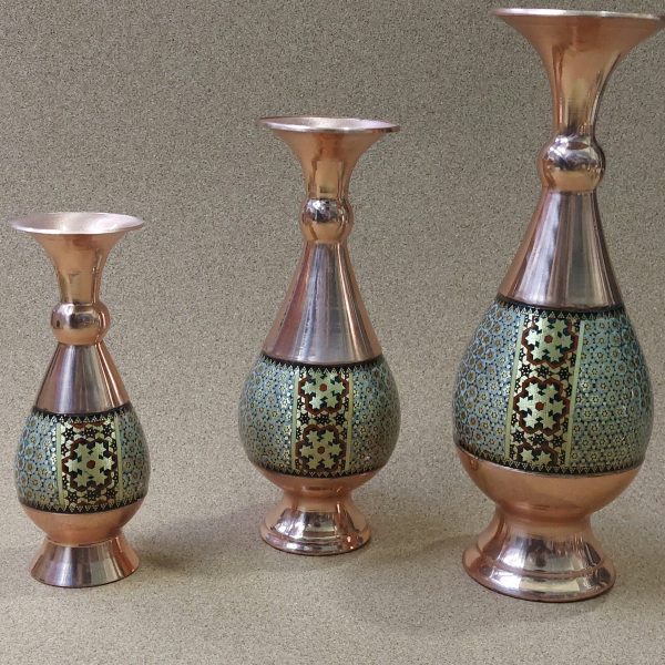 گلدان مسی خاتم طرح سپهر