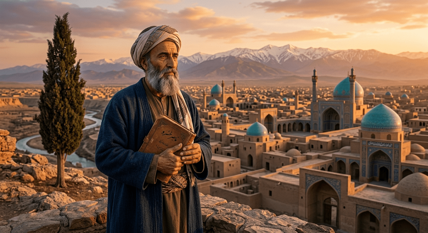 ناصر خسرو با منظره شهر